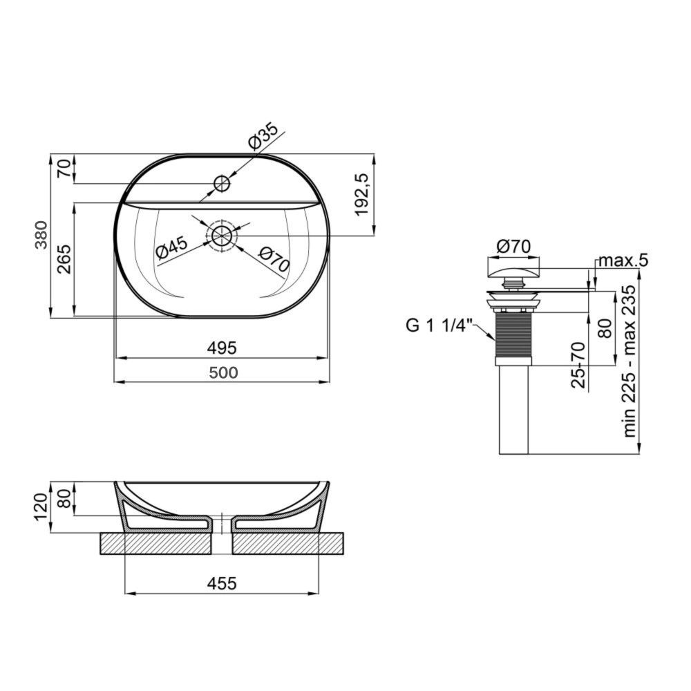 Раковина накладна Qtap Scorpio 50 см чорний матовий QT142202MBMBN47312
