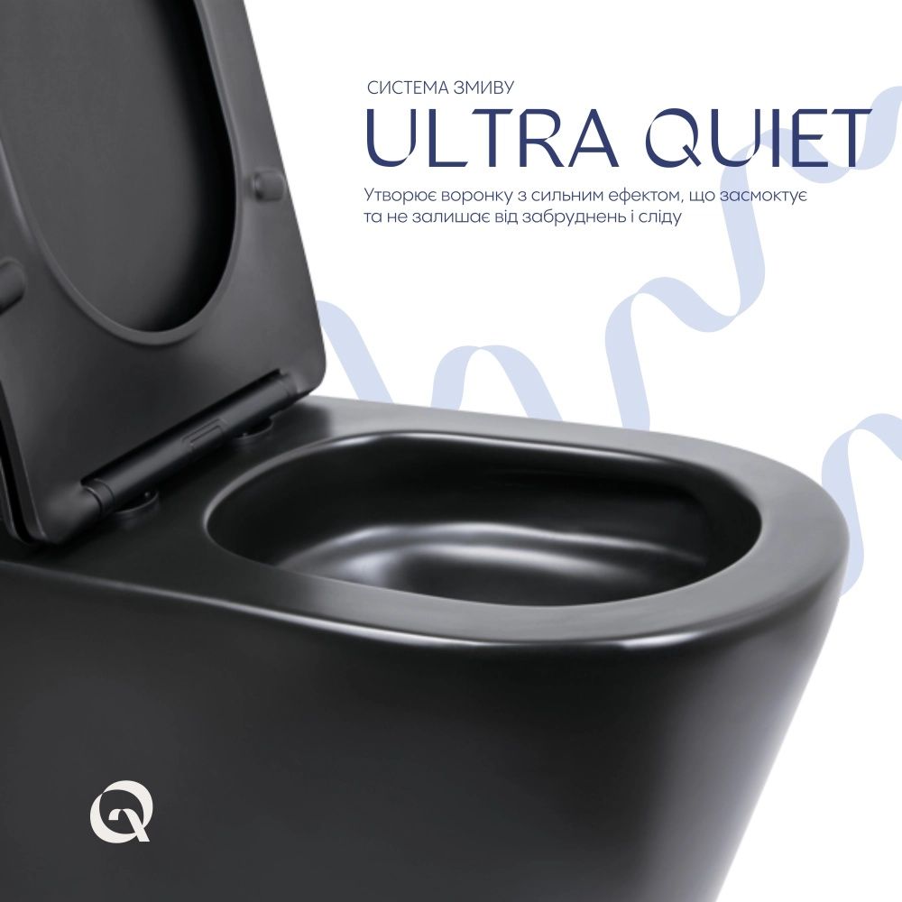 Унітаз підлоговий Qtap Scorpio чорний матовий QT14226088AMB з бачком і сидінням Soft-close