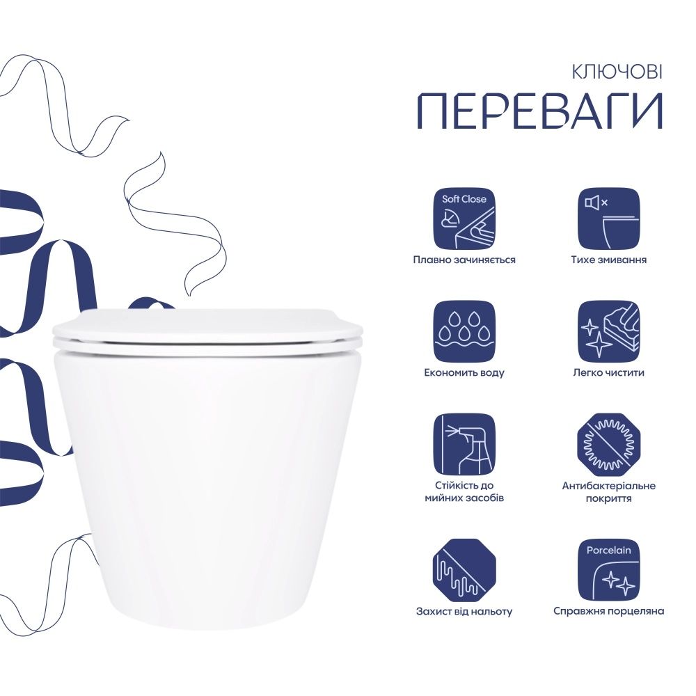 Унітаз підвісний Qtap Swan білий глянцевий QT16335180W з сидінням Soft-close