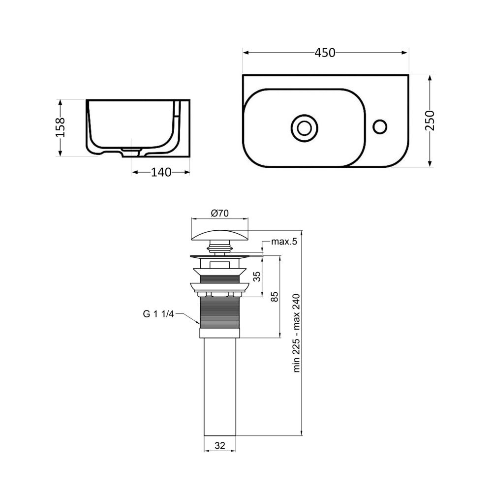 Раковина підвісна Qtap Tern 45 см білий глянцевий QT17115117RWN47328