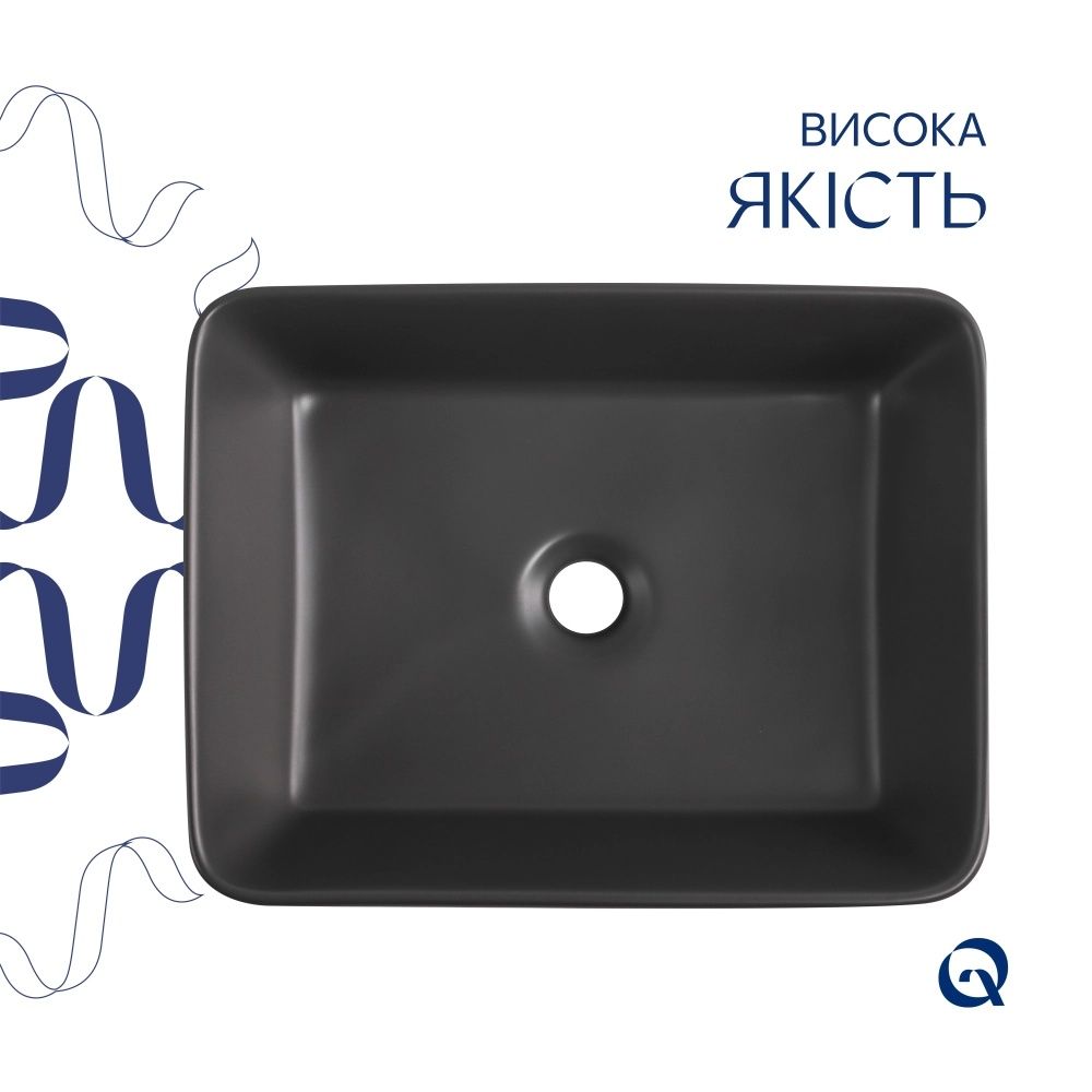 Раковина накладна Qtap Tern 48 см антрацит матовий QT17116069AN