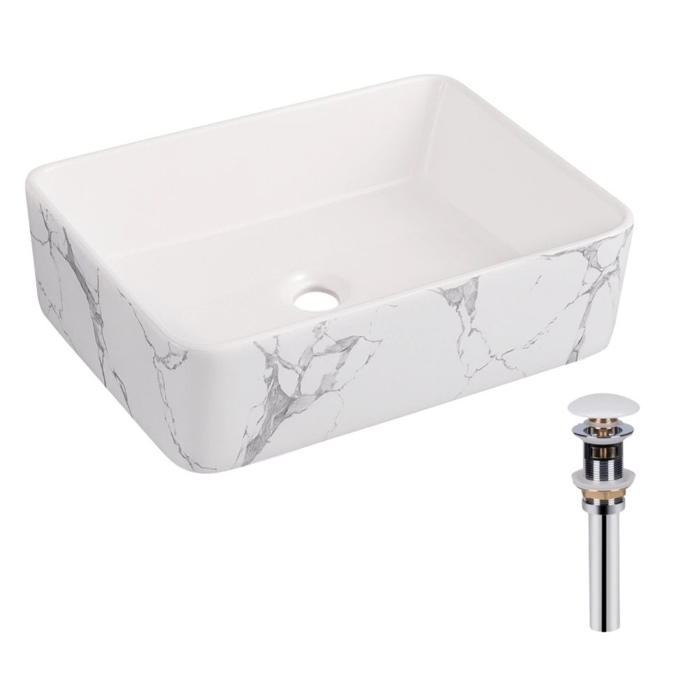 Раковина накладна Qtap Tern 48 см мармур глянцевий QT17116069MR