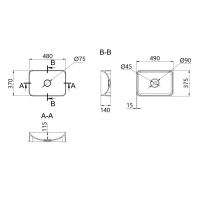 Раковина накладна Qtap Tern 48 см мармур глянцевий QT17116069MR