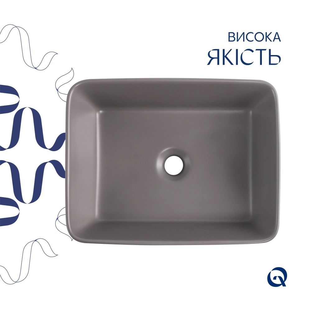 Раковина накладна Qtap Tern 48 см сірий матовий QT17116069SG