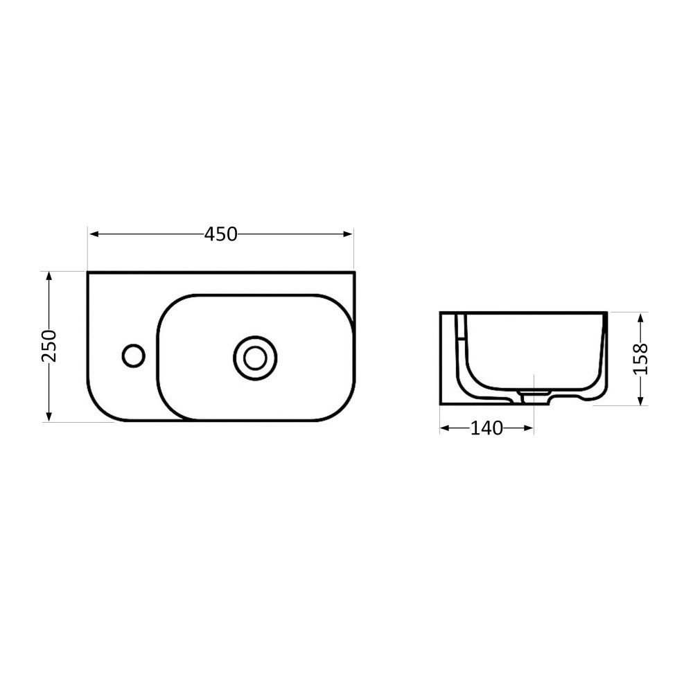 Раковина підвісна Qtap Tern 45 см білий глянцевий QT1711H02LW
