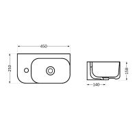 Раковина підвісна Qtap Tern 45 см білий глянцевий QT1711H02LW