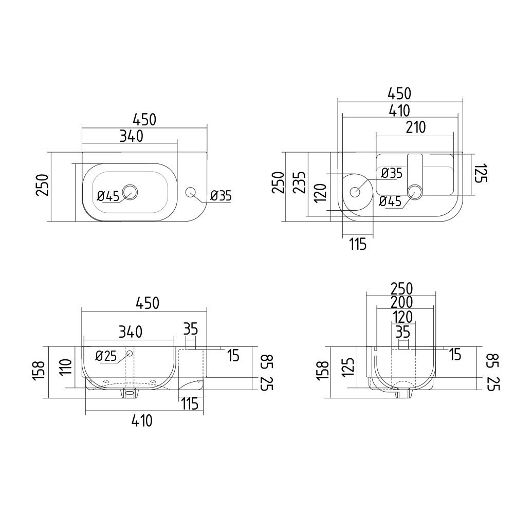 Раковина підвісна Qtap Tern 45 см білий глянцевий QT1711H02RW