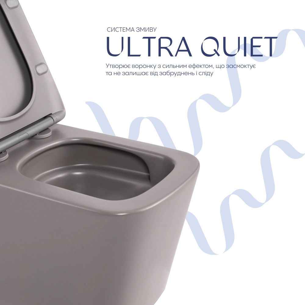 Унітаз підвісний Qtap Tern сірий матовий QT17332303ASSG з сидінням Soft-close