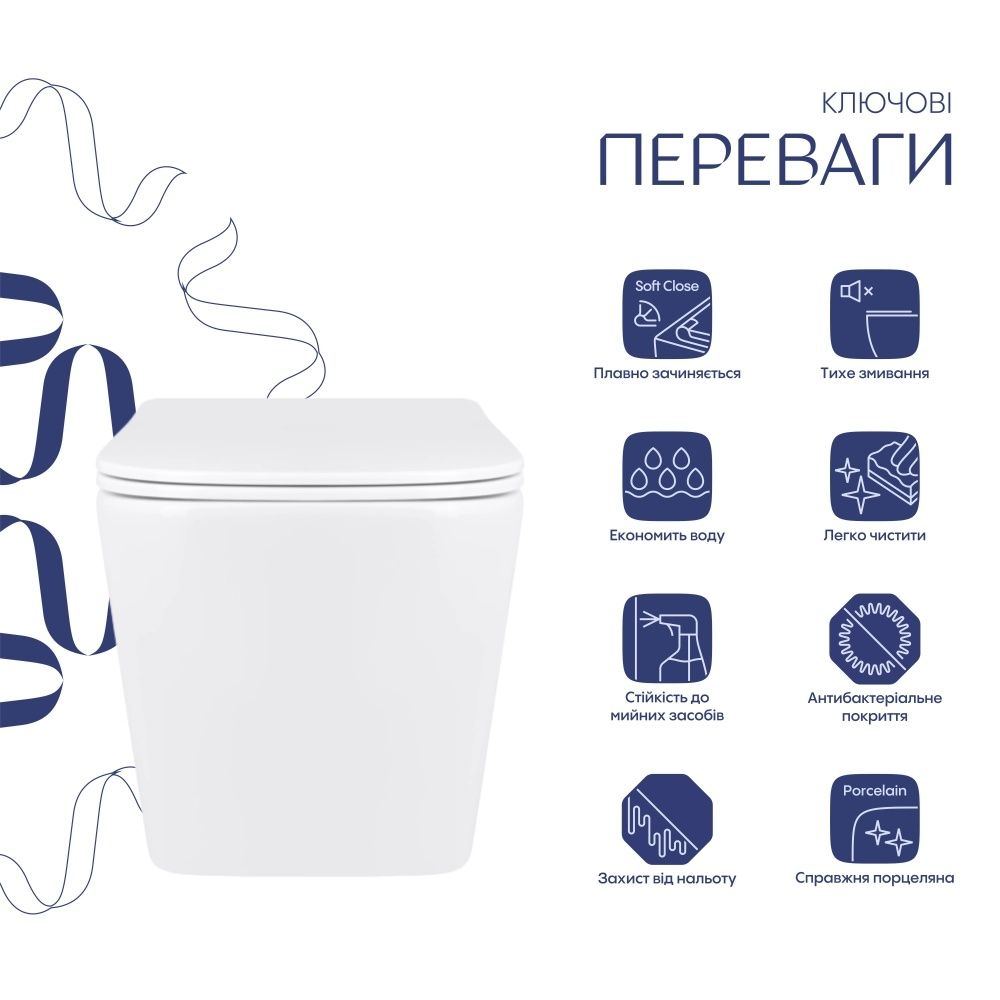 Унітаз підвісний Qtap Tern білий глянцевий QT17332303AW з сидінням Soft-close