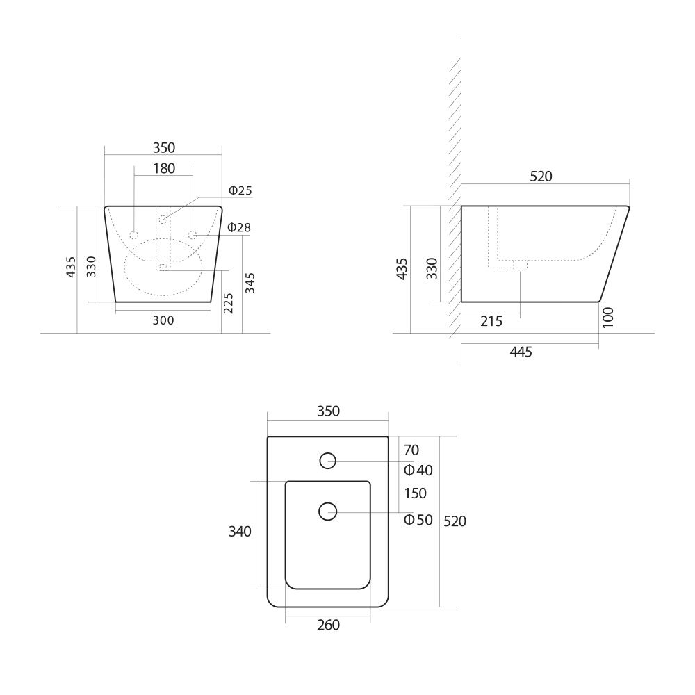 Біде підвісне Qtap Tern New чорний матовий QT17551303GMB