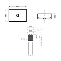 Раковина накладна Qtap Virgo 56 см білий глянцевий QT18116308W48462