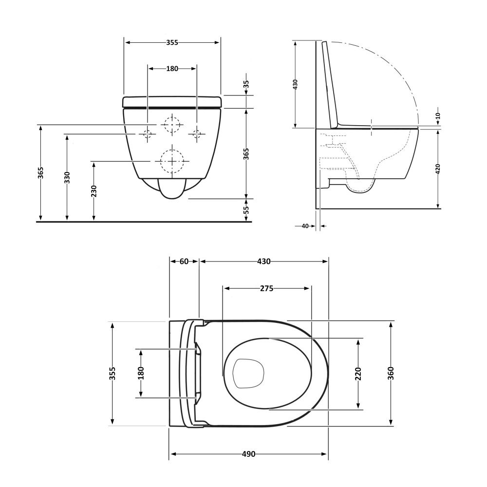 Унітаз підвісний Qtap Taurus чорний матовий QT2433084EUQMB з сидінням Soft-close