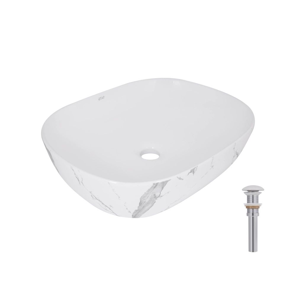 Раковина накладна Qtap Aquarius 47 см мармур глянцевий QTAQA188MR49782