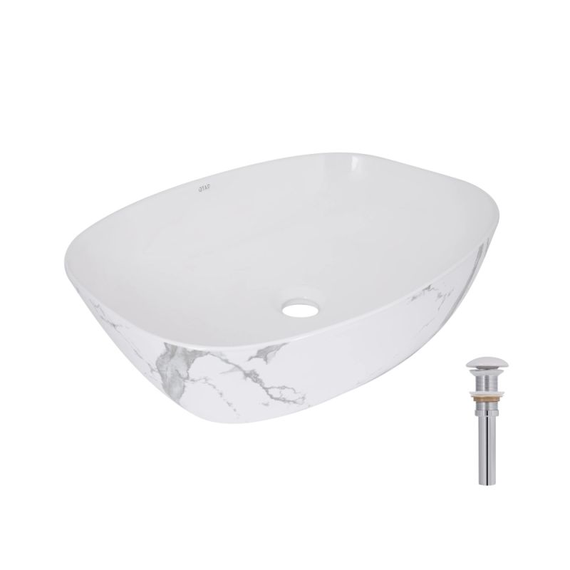 Раковина накладная Qtap Cardinal 50 см мрамор глянцевый QTCAR188MR49826