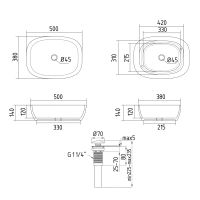 Раковина накладна Qtap Cardinal 50 см мармур глянцевий QTCAR188MR49826