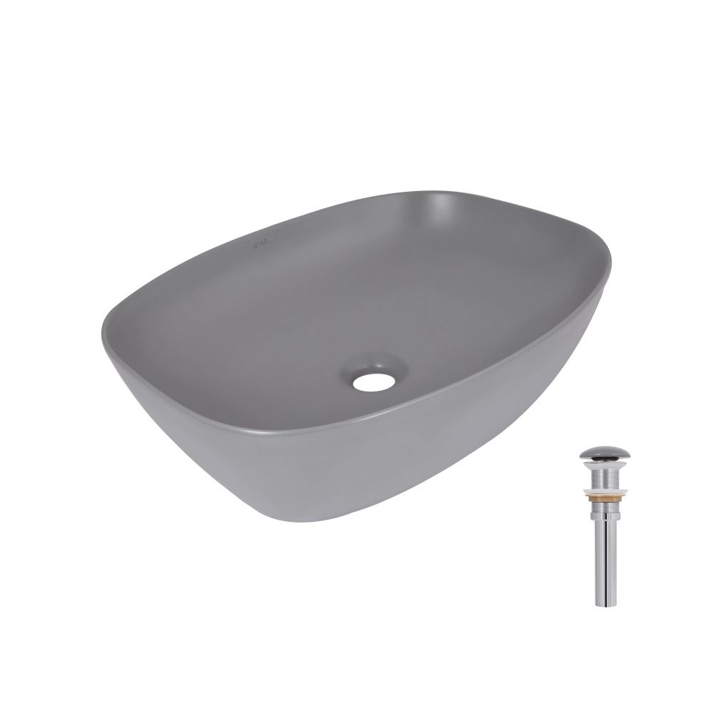 Раковина накладна Qtap Cardinal 50 см сірий глянцевий QTCAR188SG49824