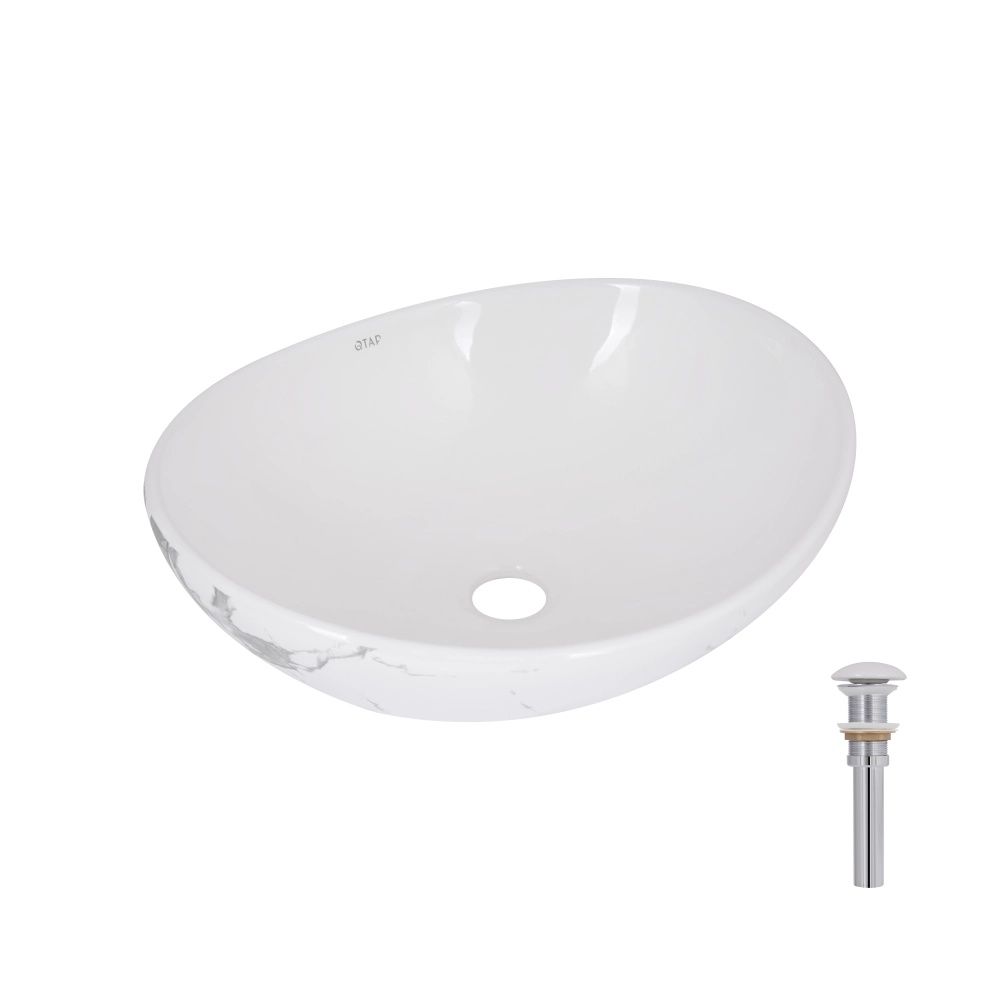 Раковина накладна Qtap Dove 41.5 см мармур глянцевий QTDOV188SB49785
