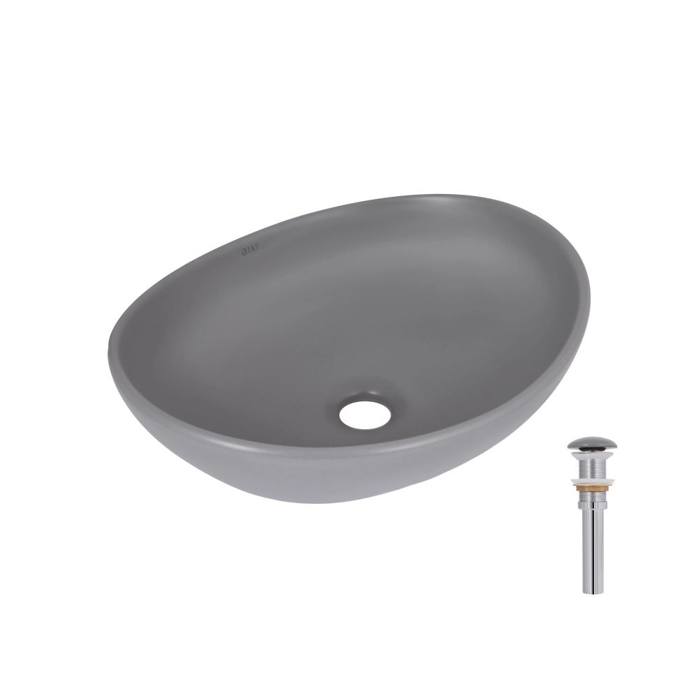 Раковина накладна Qtap Dove 41.5 см сірий глянцевий QTDOV188SG49783