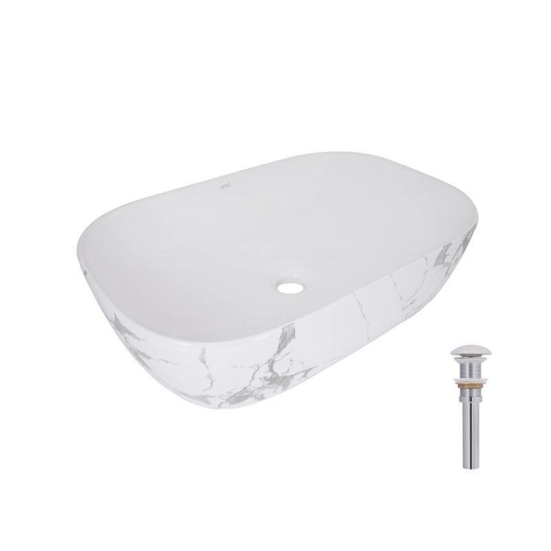 Раковина накладная Qtap Robin 60 см мрамор глянцевый QTROB188MR49788