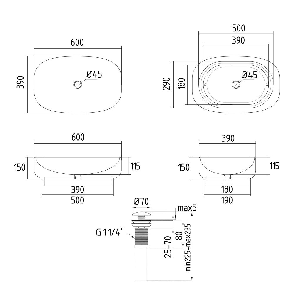 Раковина накладна Qtap Robin 60 см бежевий глянцевий QTROB188SB49787
