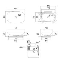 Раковина накладна Qtap Robin 60 см сірий глянцевий QTROB188SG49786