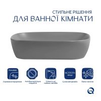 Раковина накладна Qtap Robin 60 см сірий глянцевий QTROB188SG49786