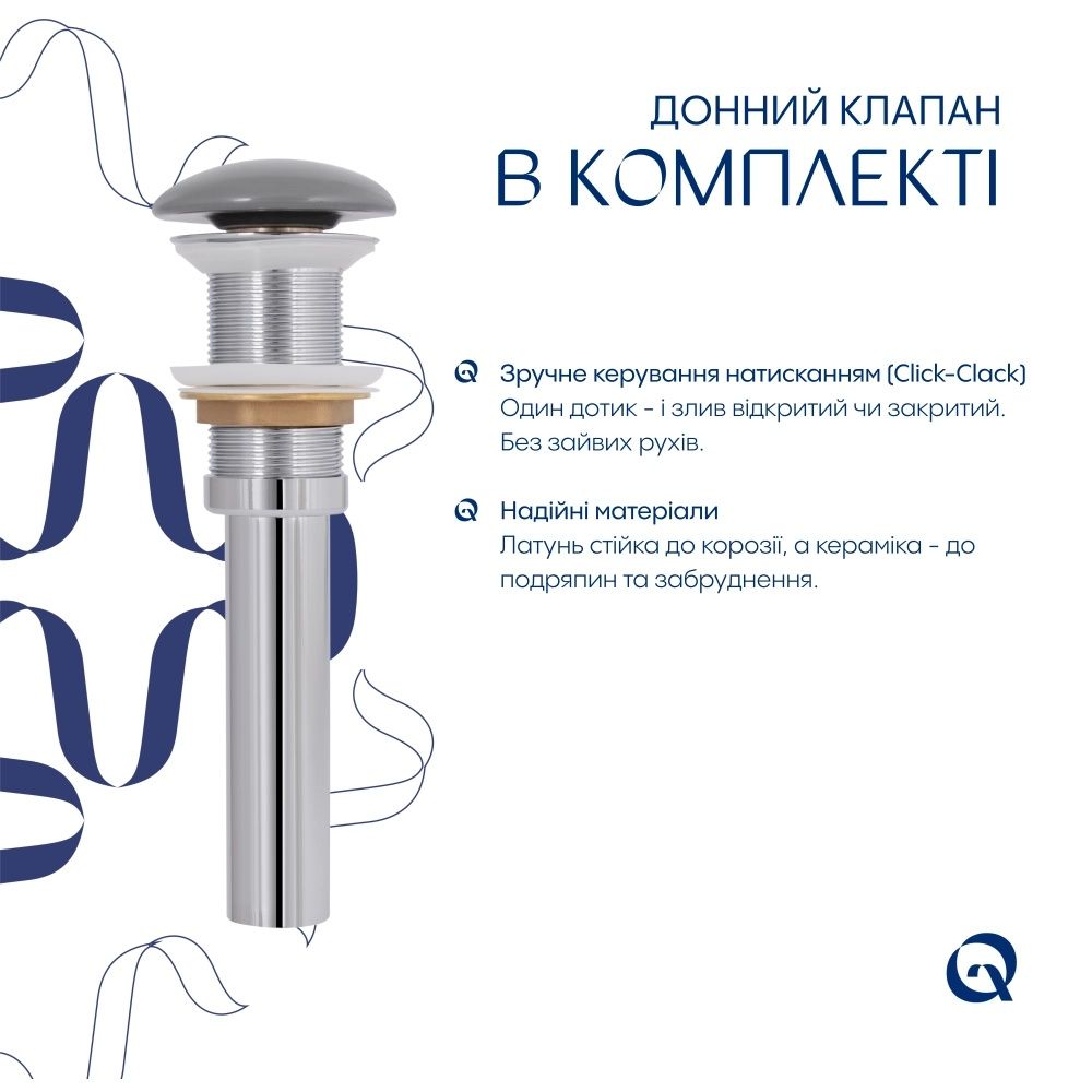 Раковина накладна Qtap Robin 60 см сірий глянцевий QTROB188SG49786