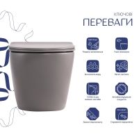 Унітаз підвісний Qtap Robin сірий глянцевий QTROB26SG48996 з сидінням Soft-close