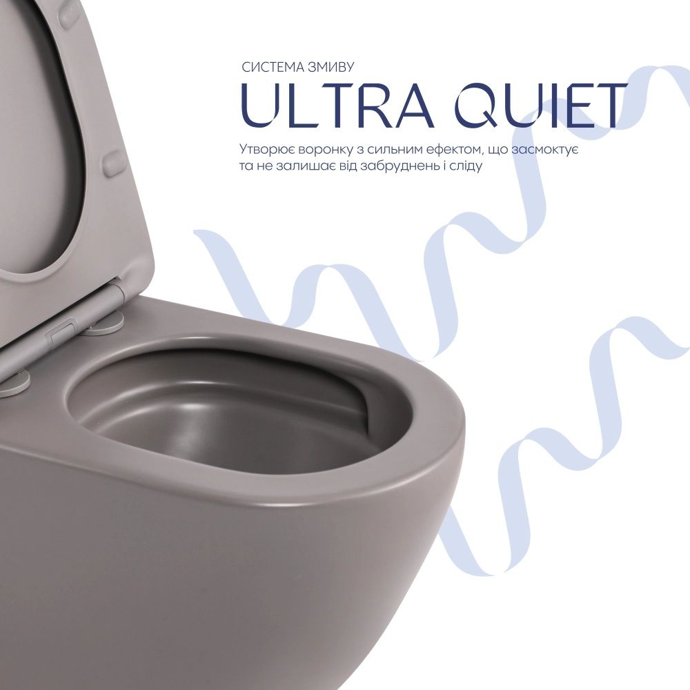 Унітаз підвісний Qtap Robin сірий глянцевий QTROB26SG48996 з сидінням Soft-close