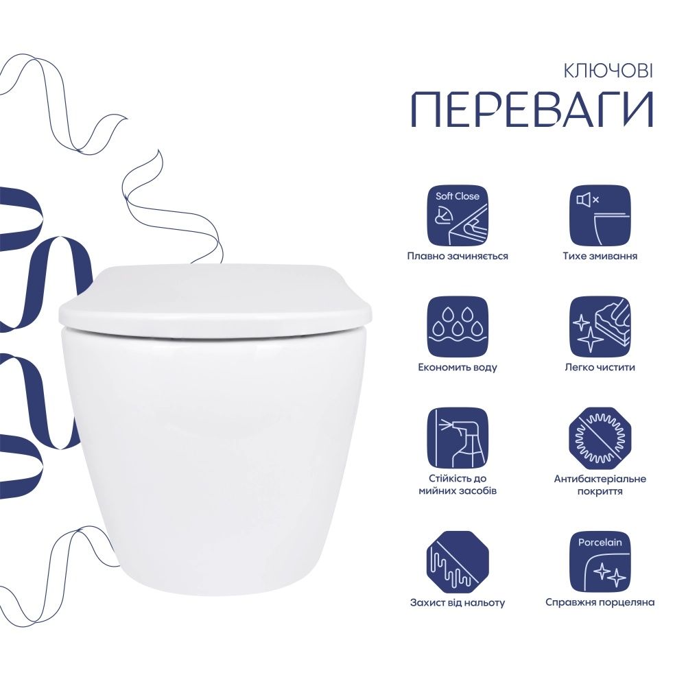 Унітаз підвісний Qtap Robin ML білий глянцевий QTROBML26W49621 з сидінням Soft-close