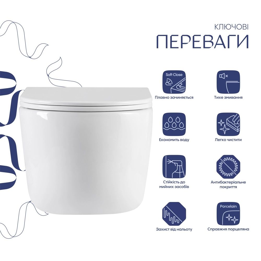 Унітаз підвісний Qtap Taurus білий глянцевий QTTAU26W49116 з сидінням Soft-close