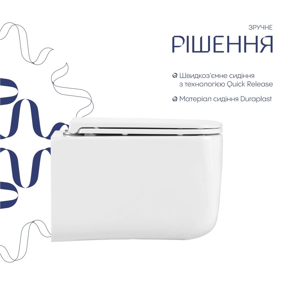 Унитаз подвесной Qtap Gemini белый глянцевый QTTAU26W49119 с сиденьем Soft-close