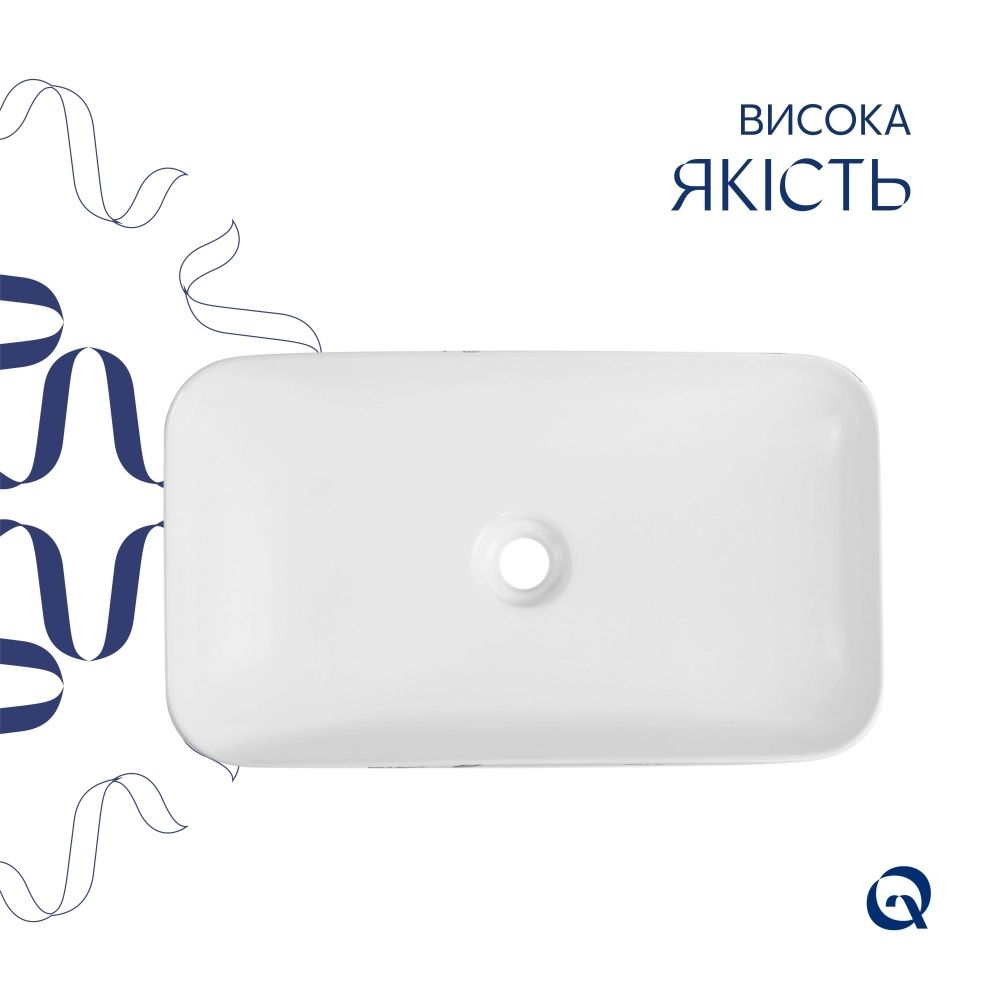 Раковина накладна Qtap Tern 61 см мармур глянцевий QTTER188MR49791