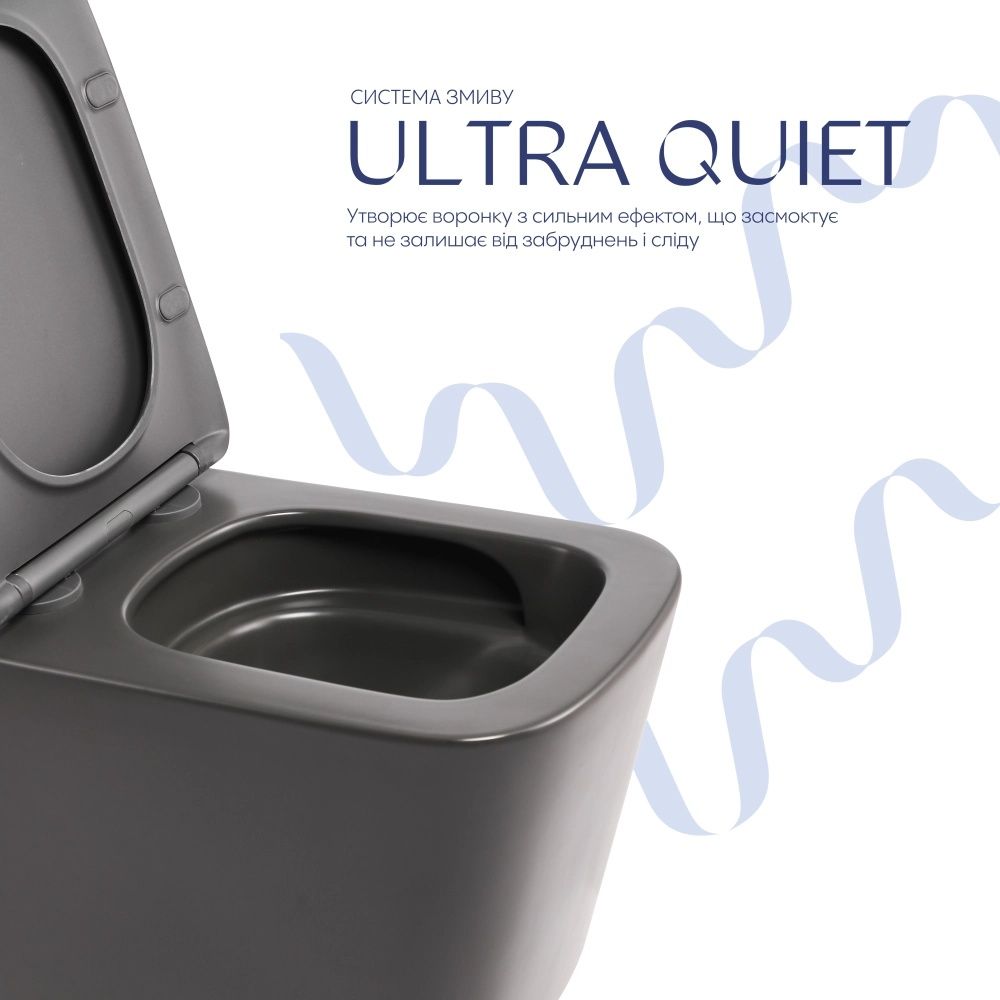 Унітаз підвісний Qtap Tern антрацит глянцевий QTTER26AN48999 з сидінням Soft-close