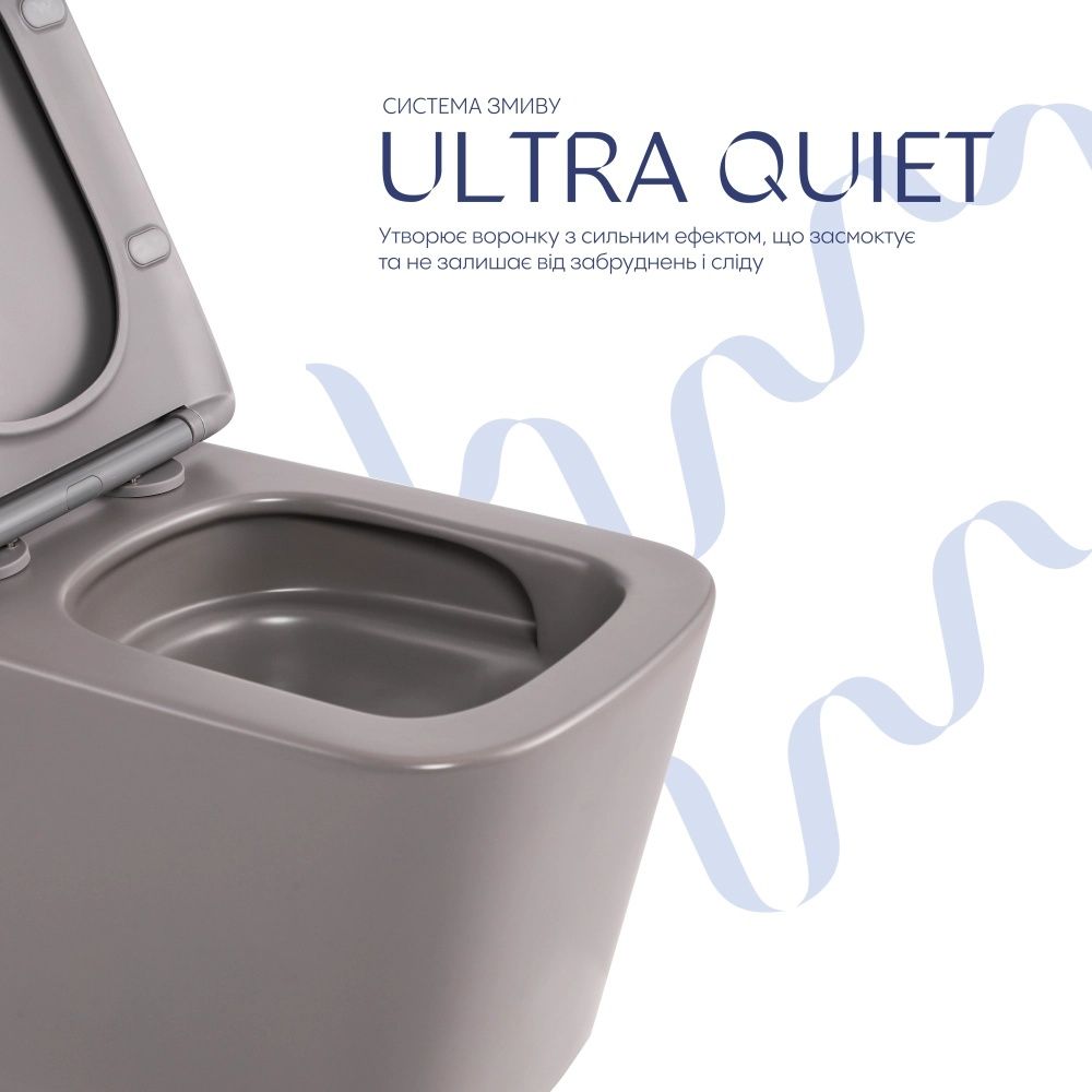 Унітаз підвісний Qtap Tern сірий глянцевий QTTER26SG49000 з сидінням Soft-close