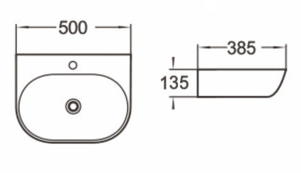 Раковина підвісна Imprese I-LOD 38.5 см білий глянцевий с06010703-50