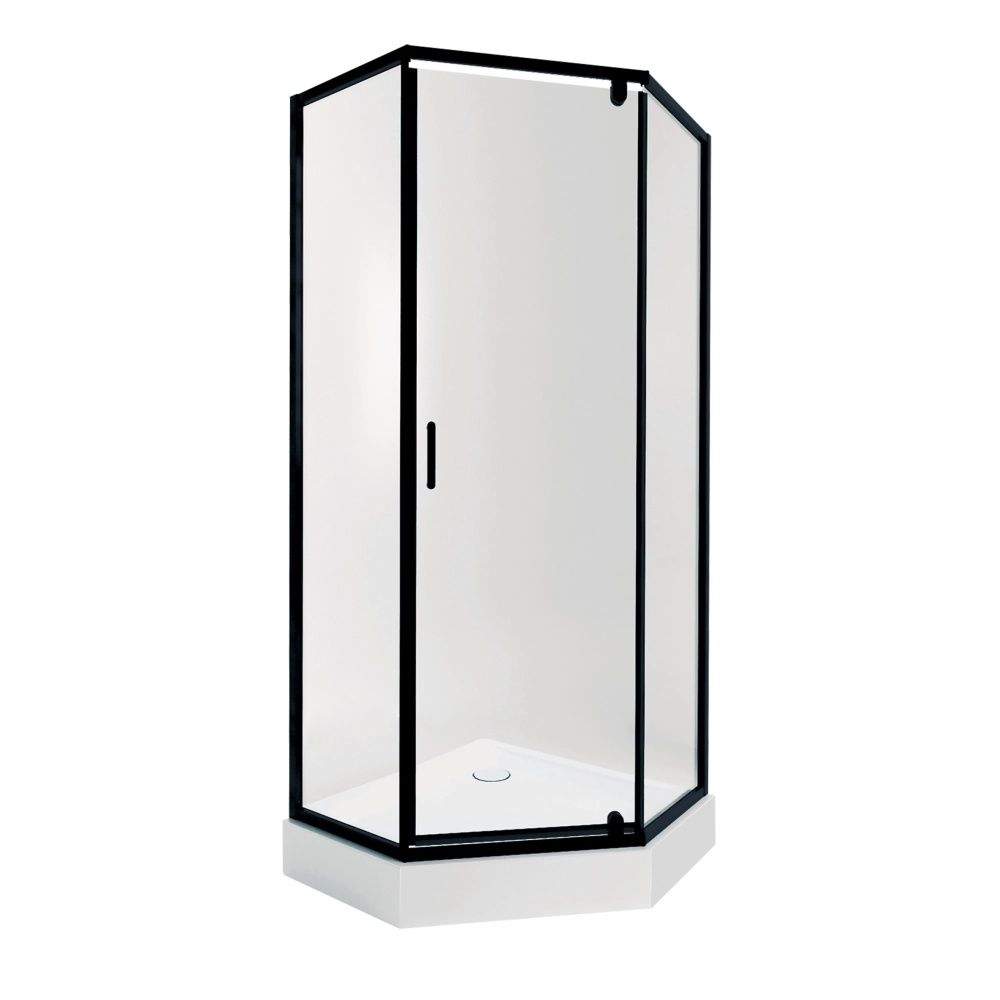 Душова кабіна Qtap Scorpio 90x90 (профіль - чорний, скло - прозоре) SCOBLA10995AC6SET з піддоном
