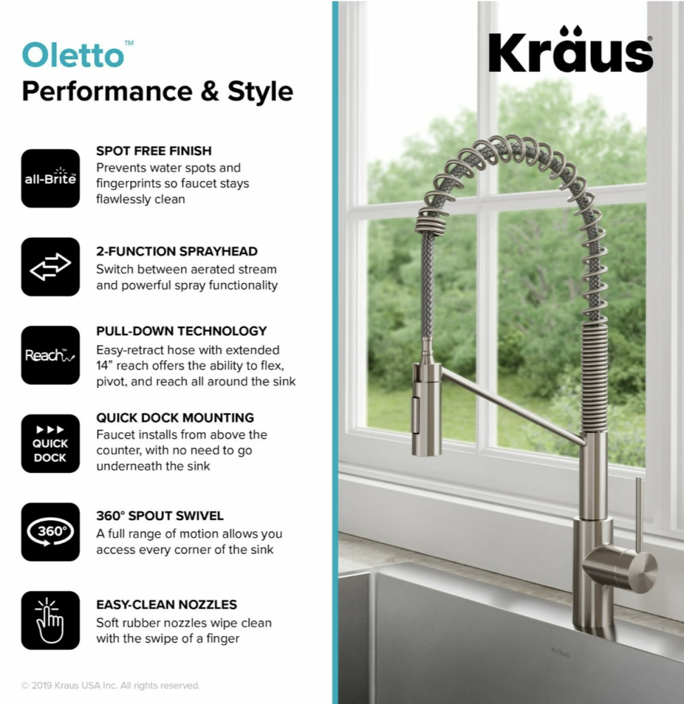 Смеситель для кухни Kraus Oletto сатин KPF-2631SFACB