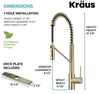 Смеситель для кухни Kraus Oletto античная бронза KPF-2631SFACB
