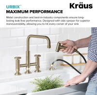 Смеситель для кухни Kraus Urbix золото брошенное KPF-3125BG