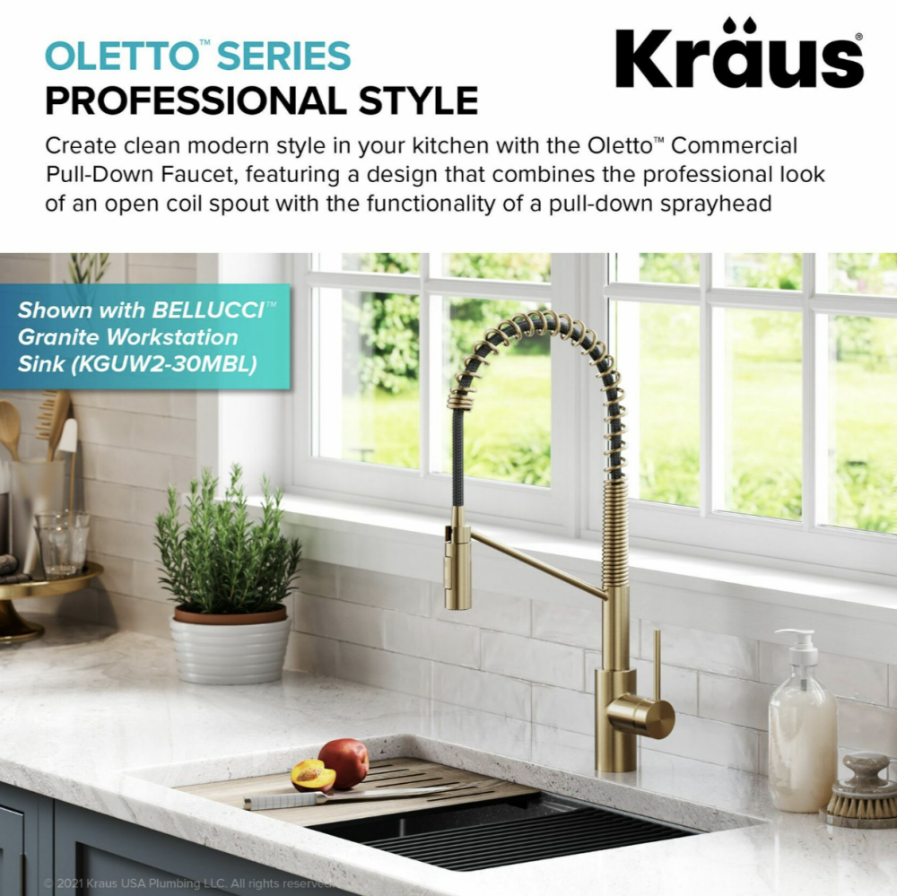 Смеситель для кухни Kraus Oletto античная бронза KPF-2631SFACB