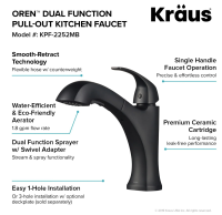 Смеситель для кухни Kraus Oren черный матовый KPF-2252MB