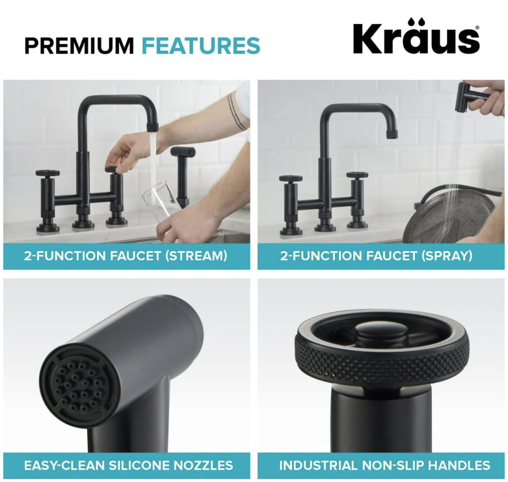 Смеситель для кухни Kraus Urbix черный матовый KPF-3125MB