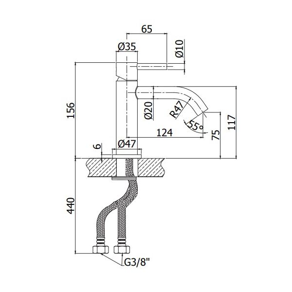 Змішувач для раковини Paffoni Steel сталь STEEL071AC