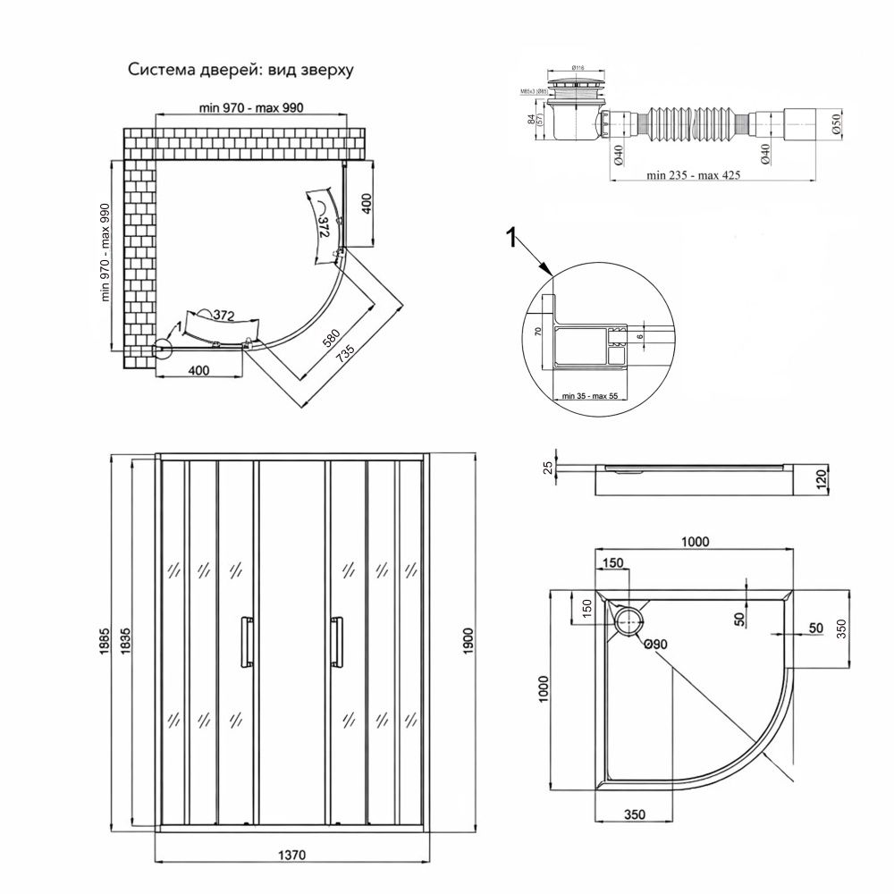 Душова кабіна Qtap Taurus 100x100 (профіль - хром, скло - прозоре) TAUCRM1011AC6SET з піддоном