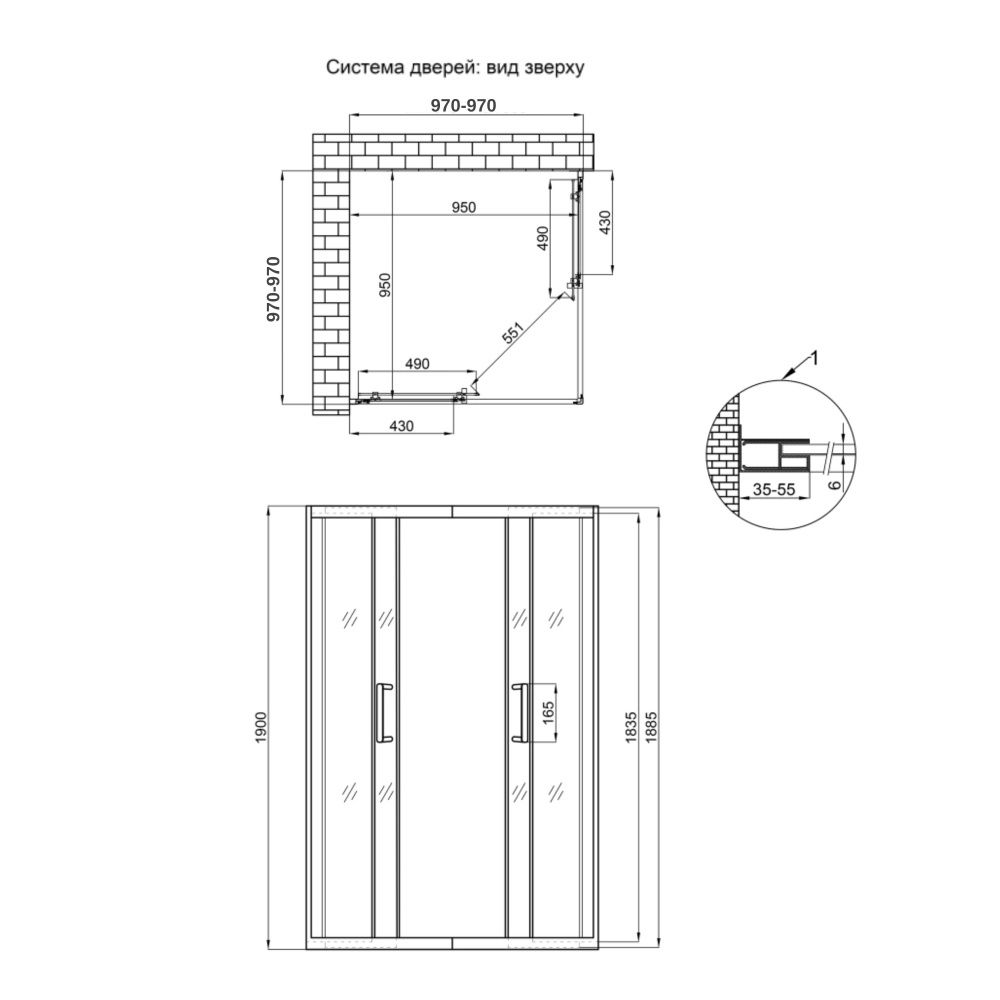 Душова кабіна Qtap Taurus 100x100 (профіль - хром, скло - прозоре) TAUCRM1011SC6