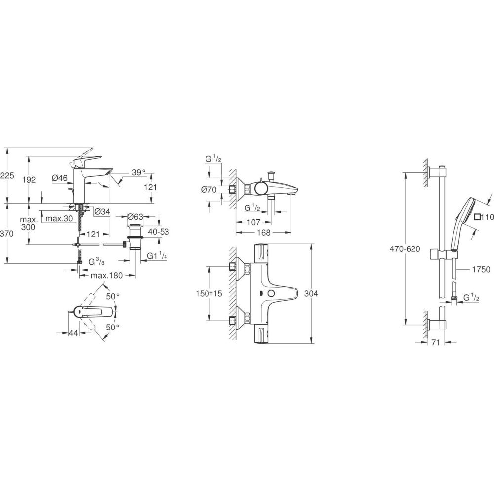 Набір змішувачів Grohe QuickFix Start 3 в 1 хром UA202304TS
