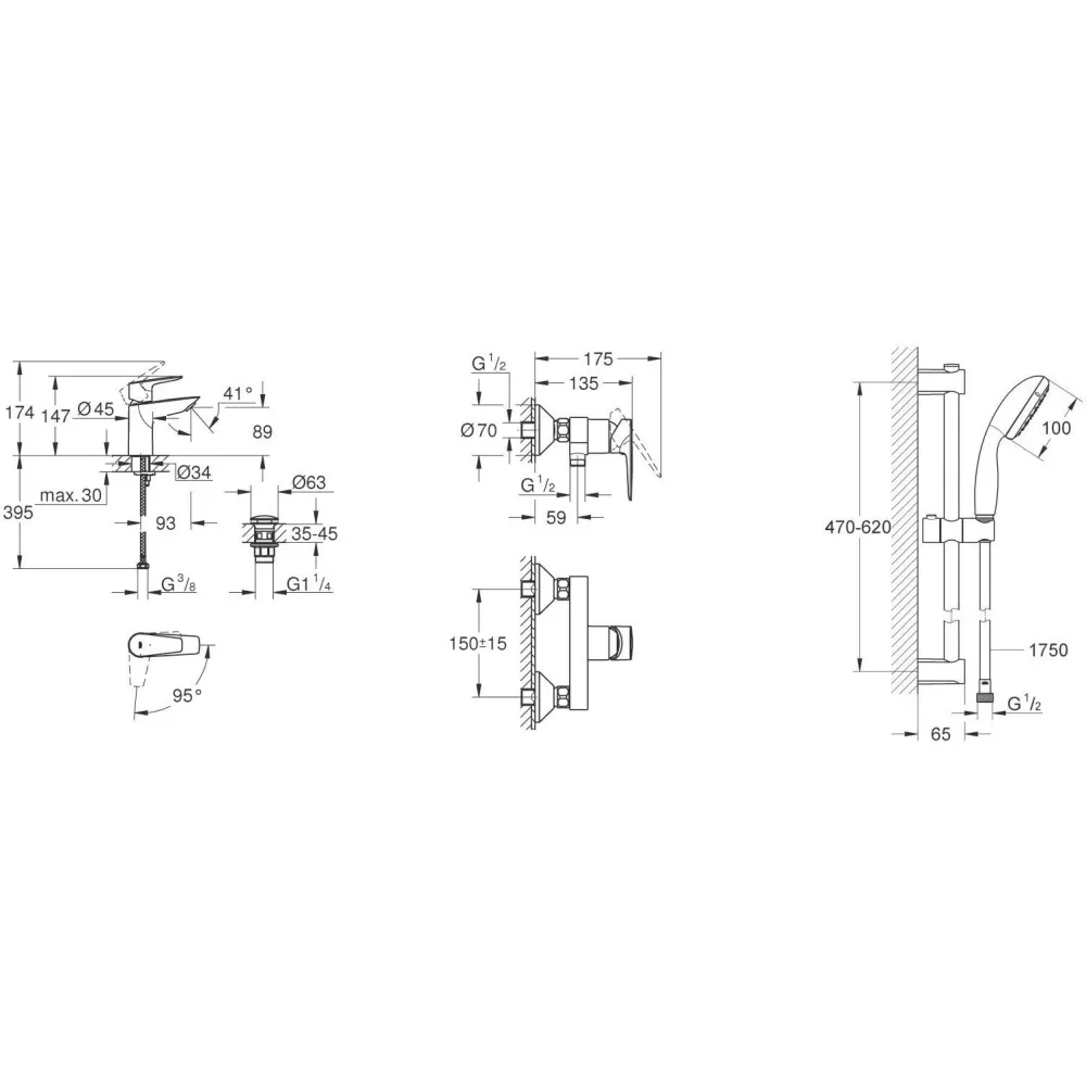 Набір змішувачів Grohe QuickFix Start Edge ColdStart 3 в 1 хром UA202502SE