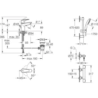 Набір змішувачів Grohe QuickFix Precision Flow 3 в 1 хром UA202503TS