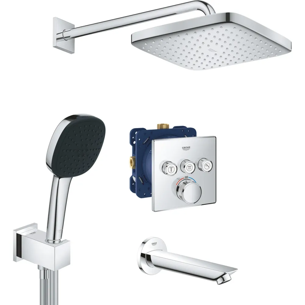 Душова система прихованого монтажу Grohe QuickFix Grohtherm SmartControl + Vitalio Comfort 250 Cube хром UA202802C3